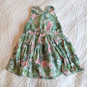 Tommy Bahama 24M green palm leaf and pink floral summer cotton dress